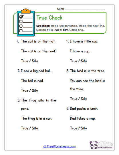 True Check Worksheet