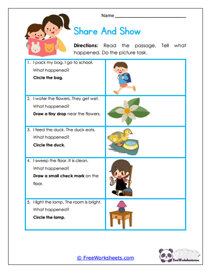 Kindergarten Reading Comprehension Worksheet Collection