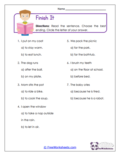 Finish It Worksheet