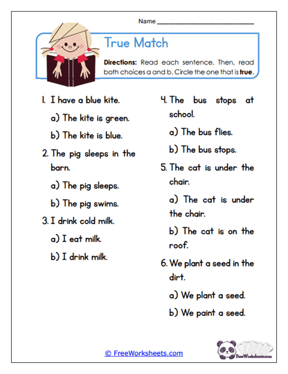 True Match Worksheet