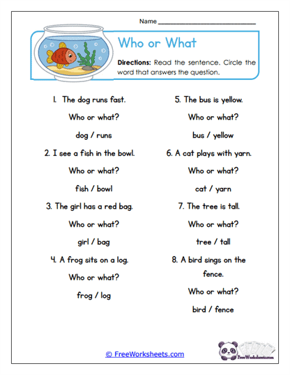 Who or What Worksheet