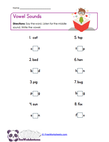 Vowel Listening Worksheet