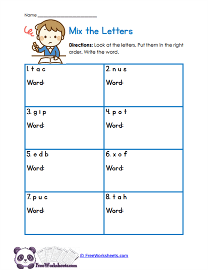 Letter Order Worksheet