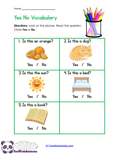 Yes No Worksheet