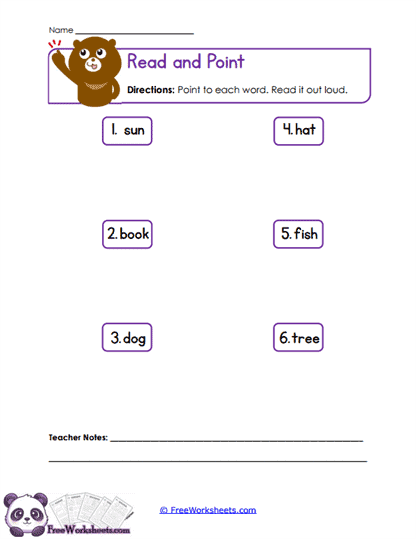 Word Reading Worksheet