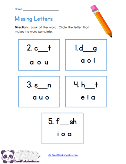 Vowel Choices Worksheet
