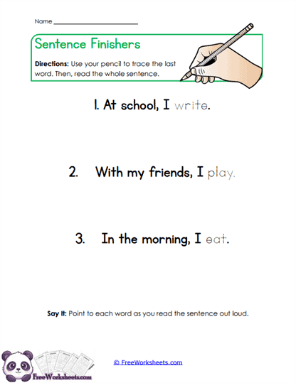 Sentence Tracing Worksheet