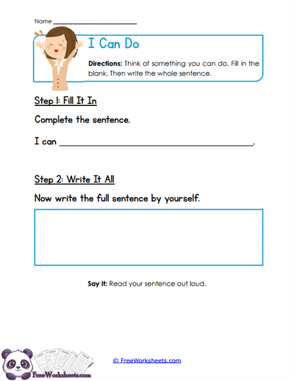 Ability Writing Worksheet
