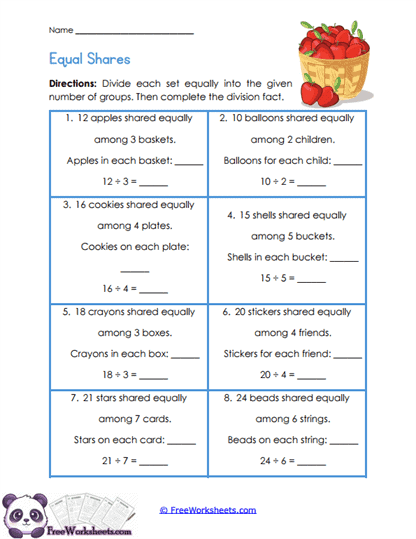 Equal Share Stories Worksheet