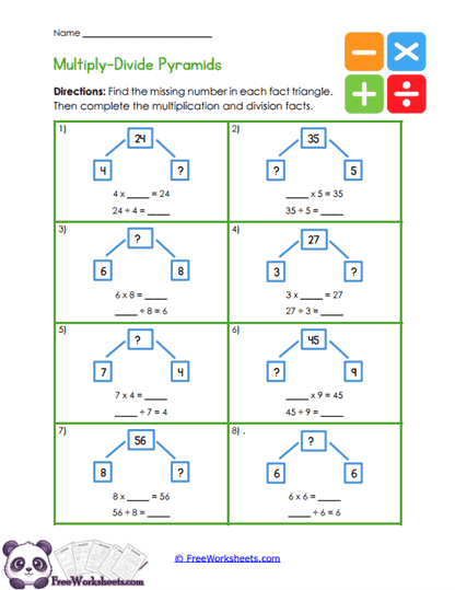 Fact Triangle Quest Worksheet