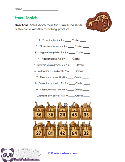Fossil Product Match Worksheet