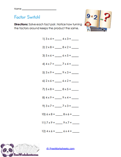 Factor Flip Worksheet