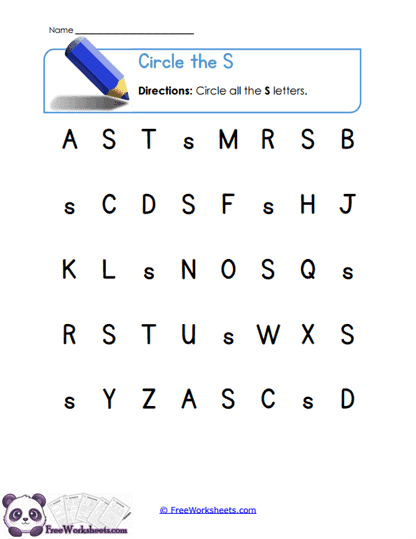 Circle the S Worksheet