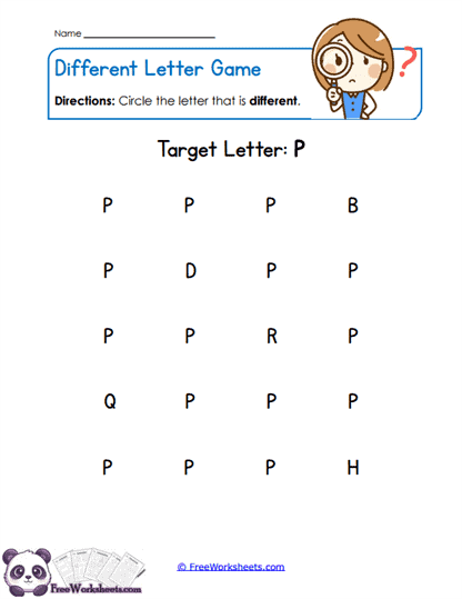 Different Letter Game Worksheet