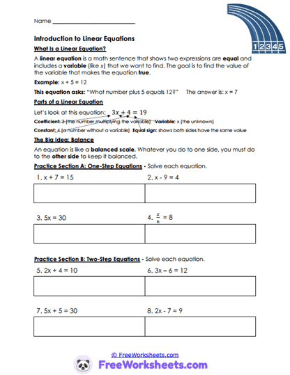 Equation Foundations Worksheet