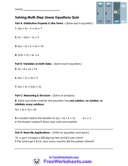 Equation Review Worksheet