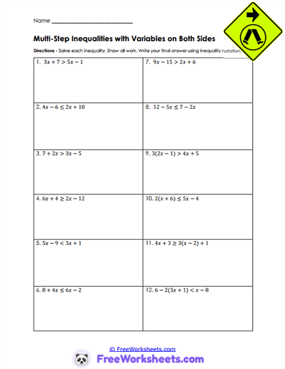 Variable Balance Worksheet