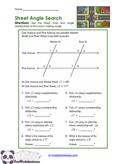 Street Angles Worksheet