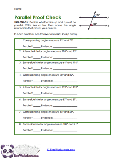 Parallel Proofs Worksheet