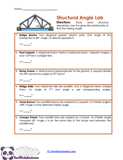 Structure Angles Worksheet