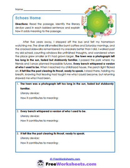 Grade 10 Literary Devices Worksheet Collection