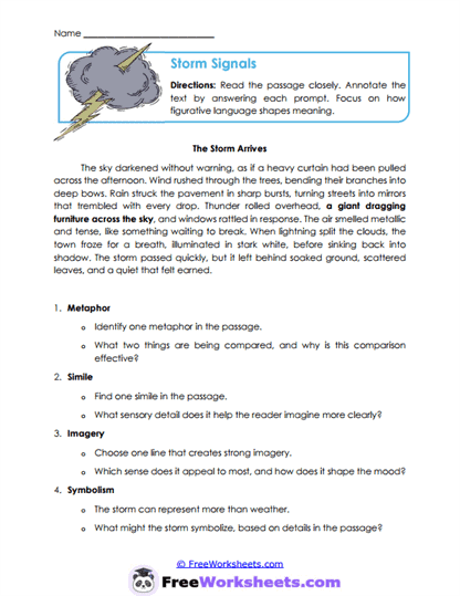 Fading Hopes Worksheet