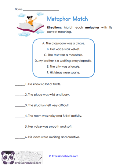Metaphor Match Worksheet