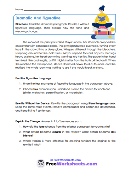 Dramatic And Figurative Worksheet