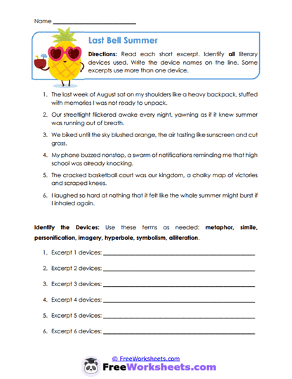 Last Bell Summer Worksheet