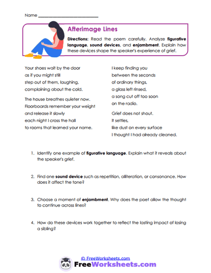Afterimage Lines Worksheet