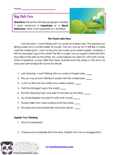 Tall Tales Worksheet