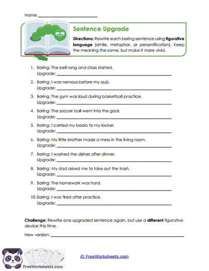 Sentence Upgrade Worksheet