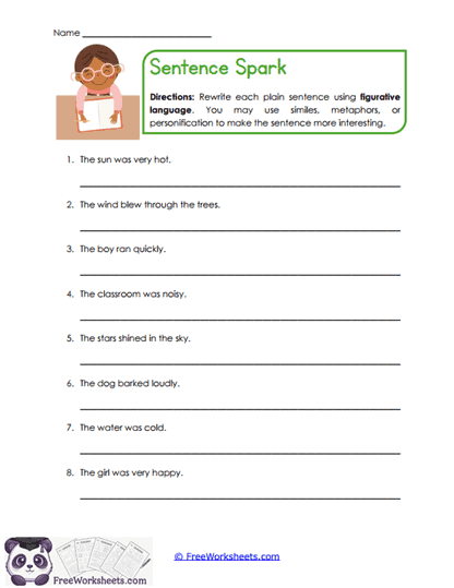 Sentence Spark Worksheet
