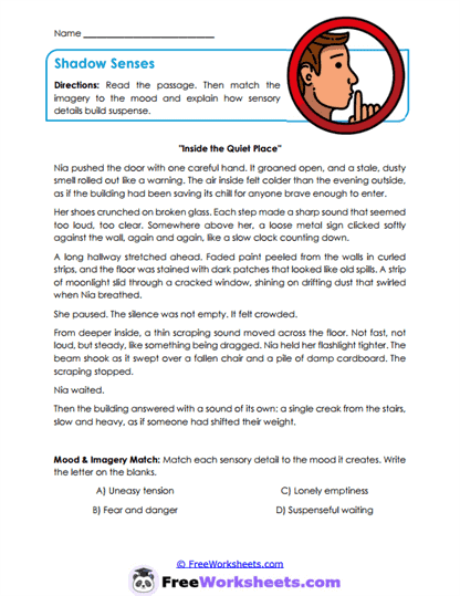 Shadow Senses Worksheet