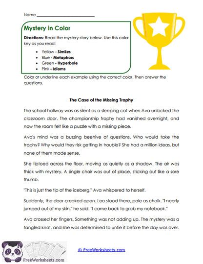 Mystery in Color Worksheet