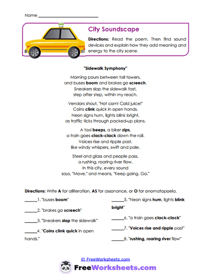 Echo Effect Worksheet