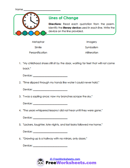 Lines of Change Worksheet