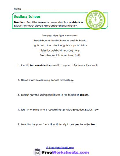 Restless Echoes Worksheet