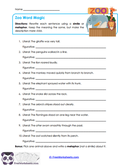 Zoo Word Magic Worksheet