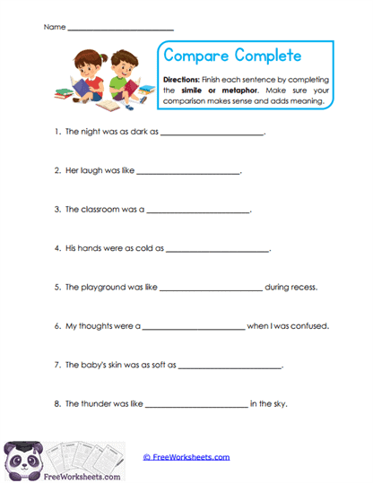 Compare Complete Worksheet