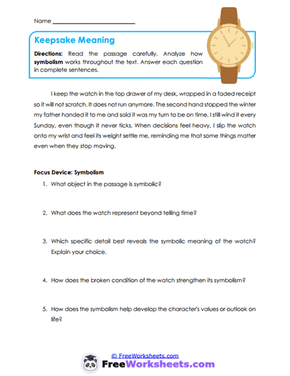 Keepsake Meaning Worksheet