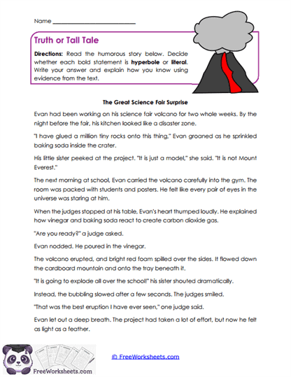 Truth or Tall Tale Worksheet