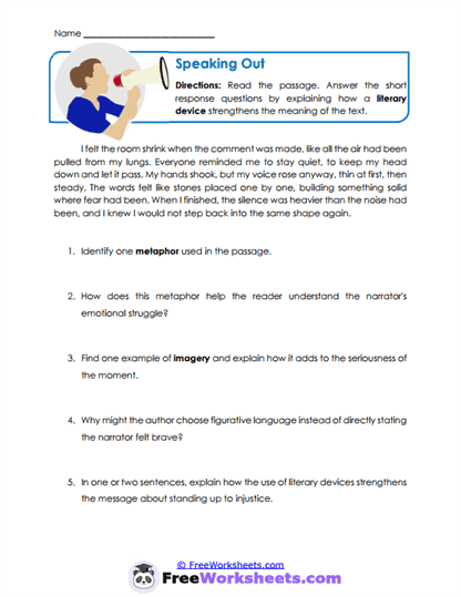 Speaking Out Worksheet