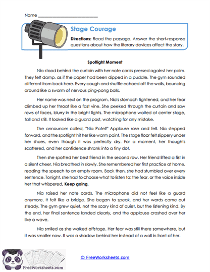 Stage Courage Worksheet