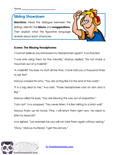 Sibling Showdown Worksheet