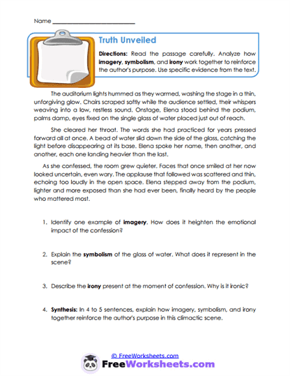 Truth Unveiled Worksheet