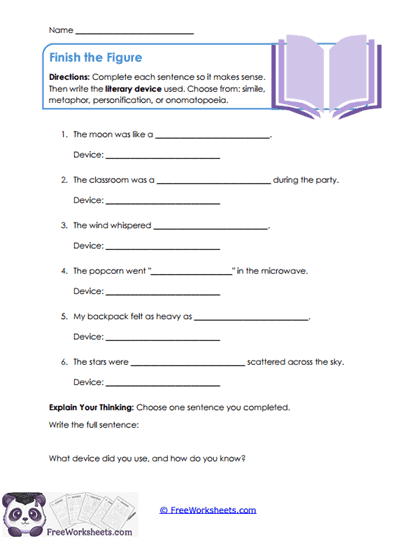 Figure Finishers Worksheet