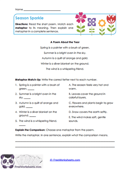 Metaphor Match Worksheet