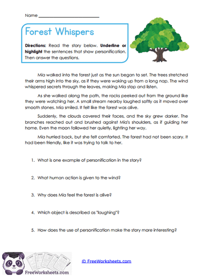 Forest Whispers Worksheet