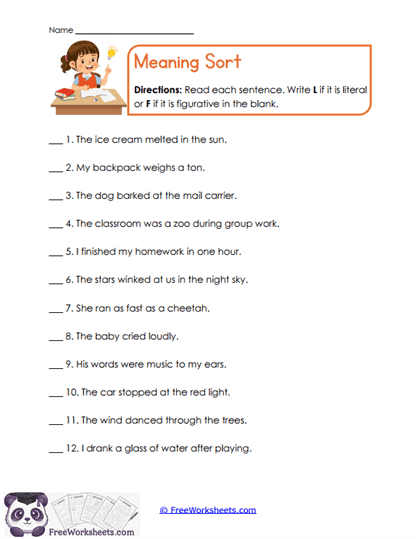 Meaning Sort Worksheet